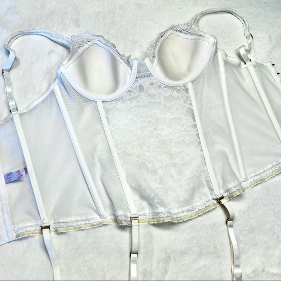 VS Very Sexy Corset Garter Belt Bustier Leopard & White Lace Lingerie Size 34B - Picture 14 of 16